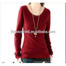 Lady's long sleeve v-neck new arrival fashion different pattern 100% cashmere pullover